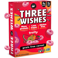 Plant-Based And Vegan Breakfast Cereal By Three Wishes - Fruity, 1 Pack - More Protein And Less Sugar Snack - Gluten-Free, Grain-Free - Non-Gmo