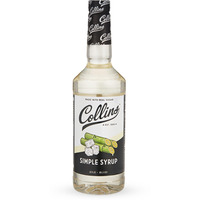 Collins Simple Syrup, Classic Simple Syrup, Real Sugar Cocktail Syrups, Soda Water Flavors, Cocktail Mixers, 32 Ounces, Set Of 1