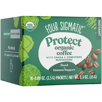 Organic Instant Coffee Powder By Four Sigmatic | Arabica Instant Coffee Singles With Cordyceps, Chaga And Eleuthero | Mushroom Coffee Instant Mix For Better Focus And Immune Support | 10 Packets