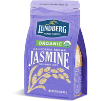 Lundberg Organic Jasmine Rice, Long Grain Brown Rice - Non-Sticky, Fluffy Aromatic Rice, Organically Grown In California, Pantry Staples, 32 Oz