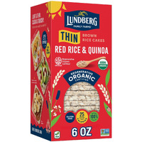 Lundberg Organic Thin Stackers, Red Rice & Quinoa, Salt-Free, Thin Multigrain Rice Cakes, Gluten-Free, Vegan, Healthy Snacks, 6 Oz (Pack Of 1)