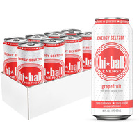 Hiball Energy Seltzer Water, Caffeinated Sparkling Water Made With Vitamin B12 And Vitamin B6, Sugar Free (8 Pack Of 16 Fl Oz), Grapefruit