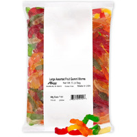 Albanese World's Best Large Assorted Fruit Gummi Worms, 5Lbs Of Candy