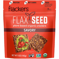 Flackers Organic Savory Flaxseed Crackers, Gluten Free, Non Gmo, Vegan, Keto Snack, 8G Fiber, 3G Net Carbs, 5 Ounce 1-Pack