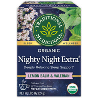 Traditional Medicinals Organic Nighty Night Extra Tea With Valerian Root For Relaxation, 16 Tea Bags (Pack Of 1)