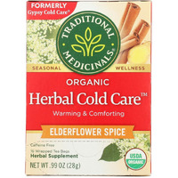 Traditional Medicinals Organic Herbal Cold Care Elderflower Spice Herbal Tea, Warm & Comforting Seasonal Wellness, (Pack Of 6) - 96 Tea Bags Total