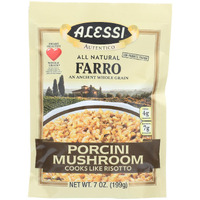 Alessi Autentico, Premium Seasoned Roman Grain Farro, Cooks Like Risotto, Heart Healthy, Easy To Prepare, 7Oz (Porcini Mushroom, Pack Of 6)
