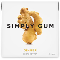 Simply Gum | Ginger | Plant- Based Chewing Gum | Pack Of One (15 Pieces Total) | Synthetic Free + Aspartame Free + Non Gmo