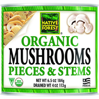 Native Forest Organic Mushrooms Pieces & Stems  Canned Mushrooms, Low Fat, Low Calories, Non-Gmo Project Verified, Usda Organic  6.5 Oz (Pack Of 12)
