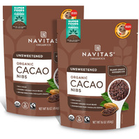 Navitas Organics Cacao Nibs 16Oz. Bag, 15 Servings - Organic, Non-Gmo, Fair Trade, Gluten-Free (Pack Of 2)