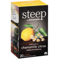 Steep Organic Chamomile Citrus Herbal 20 Count Box, Certified Organic, Gluten-Free, Kosher Tea In Foil-Wrapped Bags