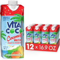 Vita Coco Coconut Water, Peach & Mango - Naturally Hydrating Electrolyte Drink - Smart Alternative To Coffee, Soda, And Sports Drinks - Gluten Free - 16.9 Fl Oz (Pack Of 12)