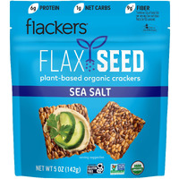 Flackers Organic Sea Salt Flaxseed Crackers, Gluten Free, Non Gmo, Vegan, Keto Snack, 9G Fiber, 1G Net Carb, 5 Ounce 1-Pack