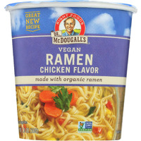 Dr. Mcdougall's Vegan Ramen Chicken Soup - Chicken Noodle Soup - Ramen Noodles - Instant Ramen Noodle Cups - Oil-Free Non-Gmo Ramen Soup - Organic Instant Noodles - 1.4 Ounces - Pack Of 6