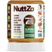 Nuttzo Keto Almond Coconut - 7 Nut And Seed Butter, Coconut, Brazil Nuts, Almonds, Pecans And More, Keto Friendly, No Added Sugar Or Oil, Non-Gmo, Gluten Free, 2G Net Carbs, Crunchy Texture, 12 Oz Jar