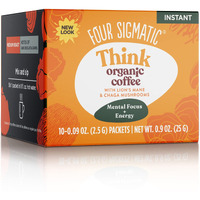 Four Sigmatic Think Organic Mushroom Coffee | Instant Mushroom Coffee Mix With Lion's Mane, Chaga And Rhodiola For Better Focus And Immune Support | 10 Packets