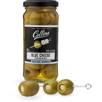 Collins Gourmet Blue Cheese Olives, Premium Stuffed-Cheese Garnish For Cocktails, Martinis, Bloody Marys, Snack Trays, Charcuterie, And Salads, Condiment Olives, 4.5 Oz