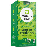 Matcha Love Japanese Matcha Unsweetened Green Tea Powder, 15 Single Serve Packets, 1.05 Ounces