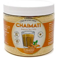 Chaimati - Turmeric Chai Latte - Powdered Instant Golden Milk W/Turmeric, Ginger, Cinnamon, & Pepper - No Caffeine - 8.82Oz (250Gm) Jar - Makes 20-25 Cups - Ready In Seconds - Get ""Chai On Your Mind""