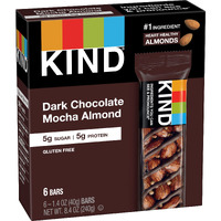 Kind Nut Bars, Dark Chocolate Mocha Almond, Gluten Free, Low Sugar, 5G Protein, 6 Count