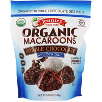 Jennies Organic Double Chocolate Macaroons With Sea Salt, 5.25Oz | Dairy Free | Gluten Free | Peanut Free | Individually Wrapped