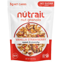 Nutrail Nut Granola Cereal, Vanilla Strawberry, No Sugar Added, Keto, Low Carb, Gluten Free, Grain Free, Healthy Breakfast 8 Oz. 1 Count