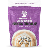 Lakanto Sugar Free Drinking Chocolate - Cold Or Hot Cocoa Powder Mix, Shelf Stable Probiotics, Monk Fruit Sweetener, Keto Diet Friendly, Vegan, Dutch Cocoa, Gourmet Taste (Original - 10 Oz)