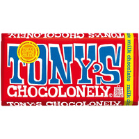 Tony's Chocolonely 32% Milk Chocolate Bar - Belgium Chocolate, No Artificial Flavoring, Fairtrade & B Corp Certified - 6.35 Oz
