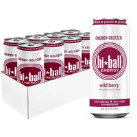 Hiball Energy Seltzer Water, Caffeinated Sparkling Water Made With Vitamin B12 And Vitamin B6, Sugar Free (8 Pack Of 16 Fl Oz), Wild Berry