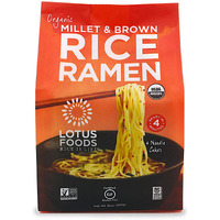 Lotus Foods Organic Millet And Brown Rice Ramen Noodles - Gluten Free Instant Ramen Noodles, Vegan, Low Sodium, Made With Brown Rice Flour And Millet Flour, Ready In 4 Minutes - 10 Oz Bag (Pack Of 1)