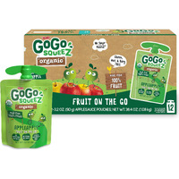 Gogo Squeez Organic Applesauce And Fruit Puree, Apple Apple, 3.2 Oz (Pack Of 12), Unsweetened Organic Fruit Snacks For Kids, Gluten Free, Nut Free And Dairy Free, Recloseable Cap, Bpa Free Pouches