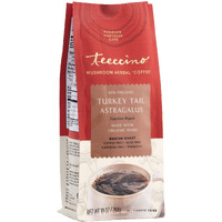 Teeccino Turkey Tail Astragalus Coffee Alternative - Toasted Maple - Adaptogenic Herbal Mushroom Coffee, Medium Roast, Caffeine Free, Prebiotic, Acid Free, All-Purpose Grind - 10 Oz