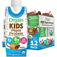 Orgain Organic Kids Nutritional Vegan Protein Shake, Chocolate - Healthy Kids Snacks, 8G Plant Protein, 23 Vitamins & Minerals, 3G Fiber, No Dairy & Soy Ingredients, Non-Gmo, 8 Fl Oz (Pack Of 12)