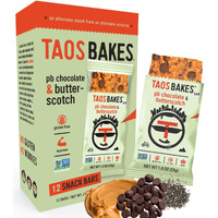 Taos Bakes - Peanut Butter Chocolate + Butterscotch - Snack Bars - 6G Protein, Gluten Free, Plant Based, & Vegan Granola Bars - Filled W/Flax Seeds, Chia Seeds, & Peanut Butter - 12 Pack, 1.8Oz Ea