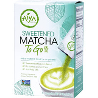 Aiya Japanese Sweetened Matcha Powder To Go Sticks - Ceremonial Grade, Vegan-Friendly, Gluten-Free - 8 Individually Packed Single-Serving Sticks For Freshness And Convenience