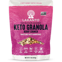 Lakanto Berry Crunch Granola - Delicious Snack, Quick Breakfast Cereal, Keto Friendly, Monk Fruit Sweetener, No Sugar Added, Vegan, Gluten Free, Grain Free, 3G Net Carbs (11 Oz)