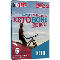 Lonolife Keto Chicken Bone Broth Powder Mix | 10G Protein | Collagen-Rich, Keto & Paleo Friendly | Natural Ingredients | 4 Portable Stick Pack Servings