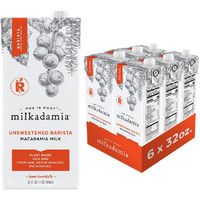 Milkadamia Macadamia Milk - Unsweetened Barista - 32 Fl Oz (Pack Of 6) - Lactose Free Milk, Vegan Shelf Stable Milk, Plant Based Non Dairy Milk, Organic Dairy Free Macadamia Nut Milk