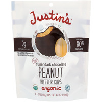 Justins Organic Super Dark Chocolate Peanut Butter Cups, 4.2 Oz