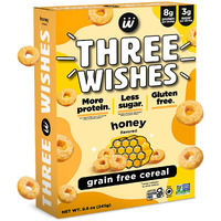 Protein And Gluten-Free Breakfast Cereal By Three Wishes (1-Pack) - High Protein And Low Sugar Snack - Vegan, Kosher, Grain-Free And Dairy-Free - Non-Gmo (Honey)