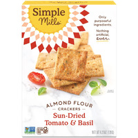 Simple Mills Almond Flour Crackers, Sundried Tomato & Basil, Gluten Free, Flax Seed, Sunflower Seeds, Corn Free, Good For Snacks, Made With Whole Foods, (Packaging May Vary), 4.25 Ounce