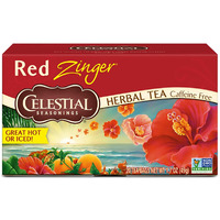 Celestial Seasonings Hibiscus Tea, Red Zinger Herbal Tea, Caffeine Free, 20 Tea Bags (Pack Of 6)