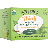 Four Sigmatic Matcha Latte | Mushroom Matcha Packets | Ceremonial Grade Matcha, Lion's Mane, Maitake & Moringa | 20Mg Caffeine | 0.21 Ounce | Pack Of 10