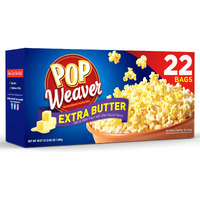 Pop Weaver Microwave Popcorn, Extra Butter, 22 Bags Per Box
