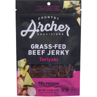 Country Archer Grass Fed Beef Jerky - Beef Jerky Snack Pack, Teriyaki Beef Jerky Bulk, Individual Beef Jerky Pack, Gluten Free Protein Snack - Teriyaki Flavor, 2.5 Oz (Pack Of 1)