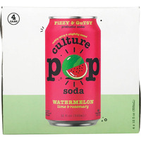 Culture Pop Soda Watermelon Lime & Rosemary Sparkling Soda 4Pk, 12 Fz
