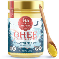 4Th & Heart Himalayan Pink Salt Grass-Fed Ghee, Clarified Butter, Keto Pasture Raised, Non-Gmo, Lactose And Casein Free, Certified Paleo (9 Ounces)