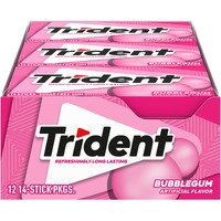Trident Bubblegum Sugar Free Gum, 12 Packs Of 14 Pieces (168 Total Pieces)