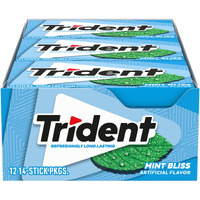 Trident Mint Bliss Sugar Free Gum, 12 Packs Of 14 Pieces (168 Total Pieces)