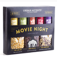 Urban Accents Movie Night Popcorn Kernels And Popcorn Seasoning Variety Pack (Set Of 8) - 3 Non-Gmo Popcorn Kernel Packs And 5 Gourmet Popcorn Snack Seasoning